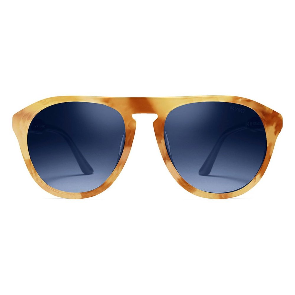 MVMT KING Sunglasses Blonde Tortoise + Blue Lens